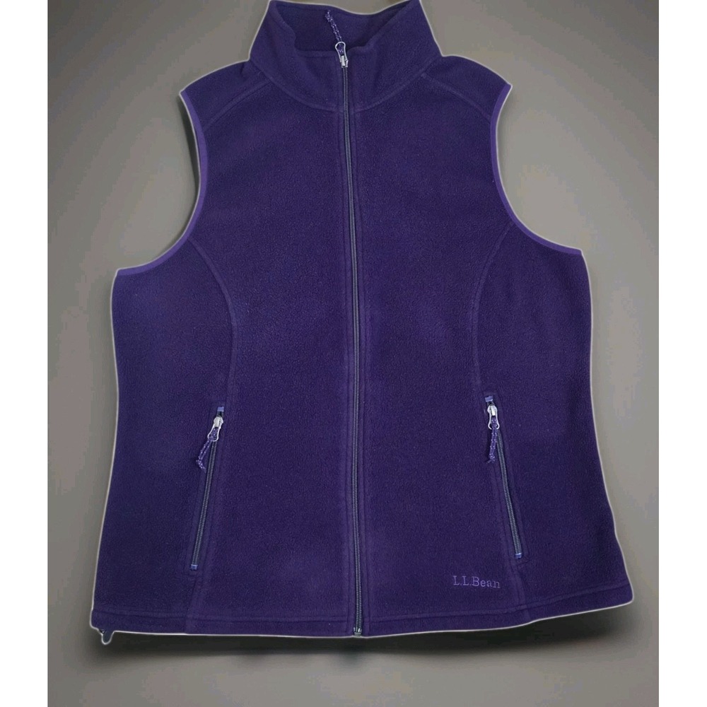 L.L. Bean Womens Large Purple Polartec Fleece Vest Full Zip Hiking Outdoor